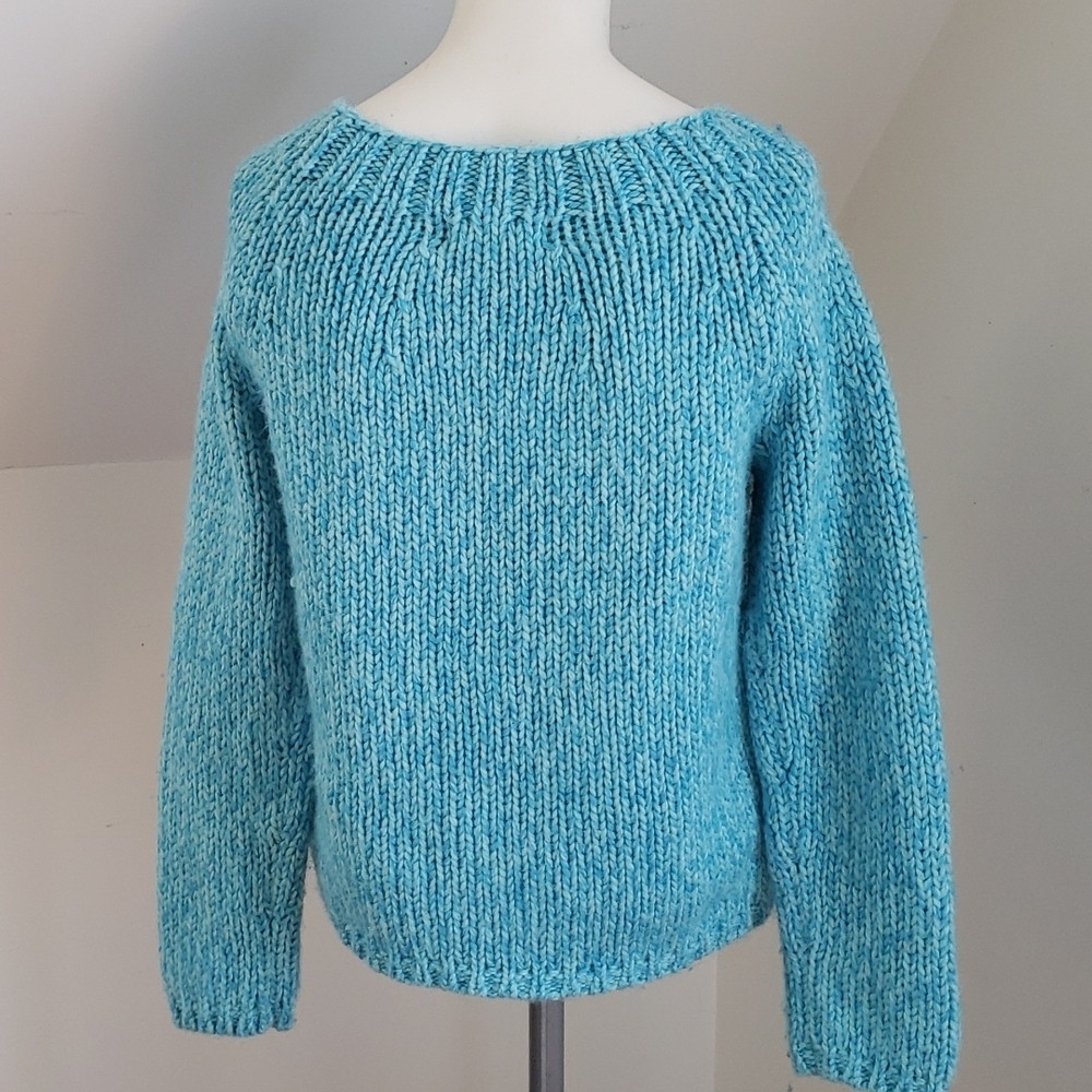 New York & Company Thick Knit Cropped Teal Pullover Sweater, Size S - Picture 7 of 12